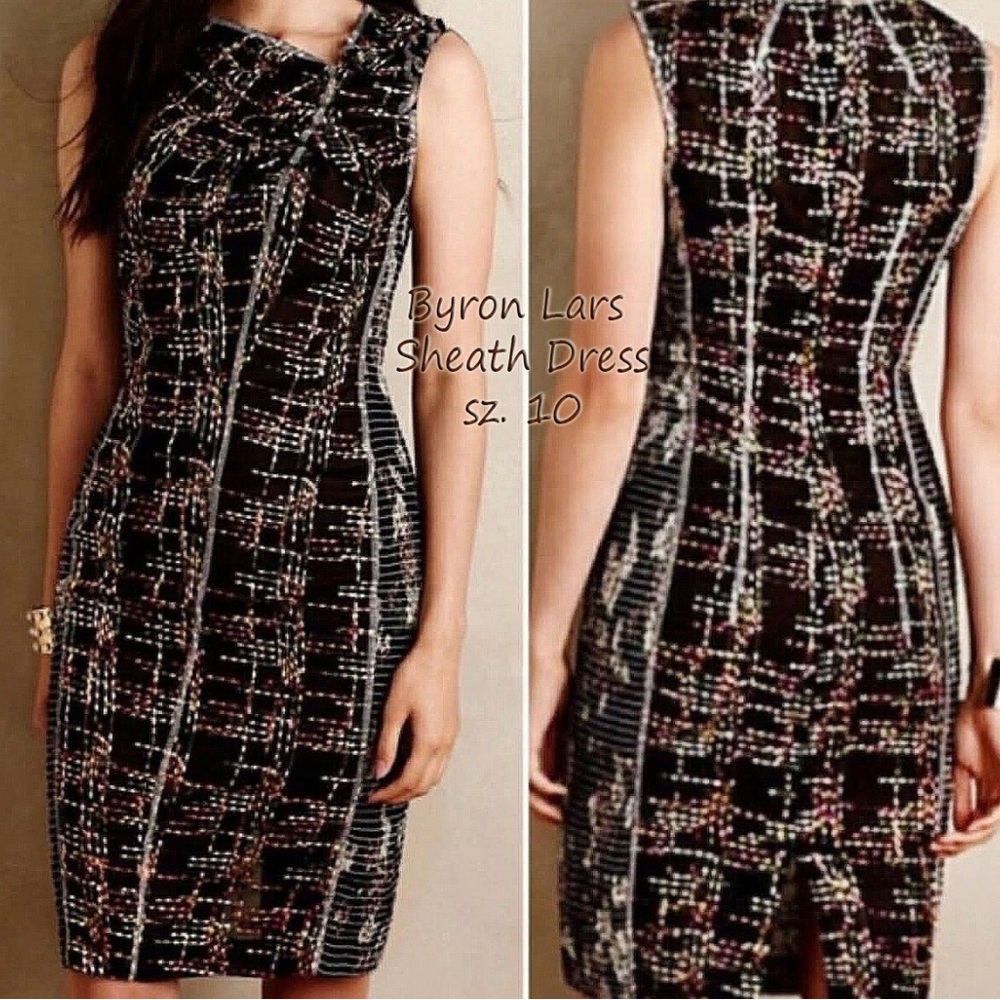 BYRON LARS Anthropologie Beauty Mark Women's Lights Embroidered Sheath Dress 10